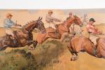 Dorothy HARDY (1886-1937). "Steeple-chase", grande gravure encadrée. 24 x 70...