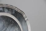 CHRISTOFLE - Deux plats en métal argenté à bordure moulurée,...