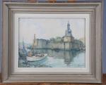 MILOCHE. Henri (1898-1979) . "Le port de Concarneau", aquarelle sur...