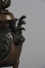 BRULE PARFUM bronze Extrême Orient 19ème siècle. H. 24,5 cm