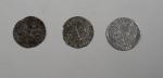 MONNAIES (trois) argent : - une monnaie Henri III (1574...