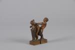 CURIOSA - Satyre et nymphe. Deux bronzes. H. 7 cm