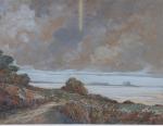 MORIN, Louis-Charles. Artiste angevin. Bord de Loire, avant l'orage. Aquarelle...