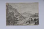 BOTH, Jan-Dirk (Utrecht 1618-1652). Ecole hollandaise. Deux paysages italiens animés....