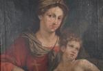 ECOLE FRANCAISE du 18ème siècle. Vierge à l'Enfant. Huile sur...