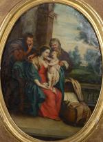 ECOLE FRANCAISE du 17ème siècle d'après Rubens. La Sainte Famille...