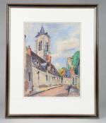 BROW Louis (1884-1959). "Eglise de Beaugency sur Loire", aquarelle signée...