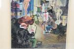 LUX Jean (20ème siècle). "Atelier du peintre", aquarelle signée en...