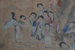 CHINE - Début du 19ème siècle
Encre polychrome sur soie, immortelles...