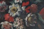ECOLE ROMAINE vers 1700
Vasque fleurie devant un rideau sur fond...