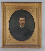 ECOLE FRANCAISE vers 1900. Portrait d'homme. Huile sur toile à...