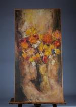JONAS Henri (né en 1934). "Bouquet de fleurs", huile sur...