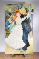 RENOIR (d'après) "La danse à Bougival" reproduction huile sur toile...