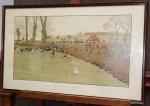 Cecil ALDIN. "The cottesbrook Hunt". Lithographie. 48 x 80 cm