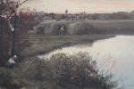 ROUSSEAU, Nicolas, 19ème siècle. "Paysage au bord d'étang", huile sur...