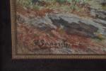 SAPORITI, Rinaldo (1840-1913). Paysage de montagne. Aquarelle signée en bas...