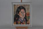 OBLIN, Jacqueline (1933-1999). Portrait de femme. Huile sur toile signée...