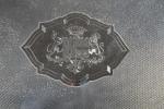 CHRISTOFLE - PLATEAU (important) ovale à anses en métal argenté,...
