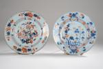 CHINE, Cie des Indes, 18ème siècle. Deux assiettes en porcelaine,...