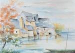 RIGAULT, Jean. Peintre angevin. "Le moulin de Vaux", aquarelle sur...