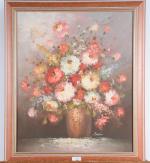 SANDERS, "bouquet de fleurs", huile sur toile, signée en bas...