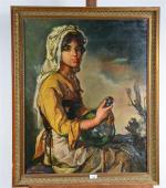 HEBERT, Jean-Pierre, " femme à la cruche", huile sur toile...