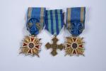 ROUMANIE Ordre de la Couronne. Lot de 2 croix d'Officier....