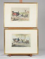 Victor ADAM (1801-1866)
"La malle-poste" et "La chaise de poste", Paire...