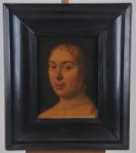 ECOLE HOLLANDAISE vers 1700. "Portrait de femme", toile, fragment. 32,4...