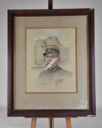 CHANTEAU, Gabriel Marie (1874-1955). Portrait du commandant Hugard devant le...