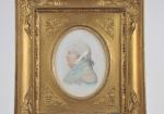 LITHOGRAPHIE en couleur : portrait de Louis XVIII de profil....