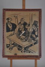 CARAN D'ACHE (1858-1909). Caricature : "bistro". Encre de chine, signée...