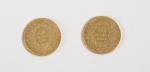 MONNAIES (deux) en or 10 francs Napoléon III 1857 et...