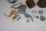 LOT de petits BIBELOTS : bijoux fantaisies argent, médaille, chaines,...