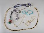 LOT de bijoux fantaisies dont bracelets, colliers, bagues et ceinture.