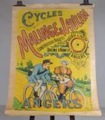 AFFICHE, "Cycles Malinge & Laulan, Angers", imprimerie G. Paré Angers-Paris,...