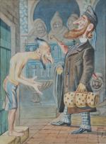 ASSUS, Salomon (1850-1919). L'anglais au hamam. Paire d'aquarelles humoristiques. 32,5...