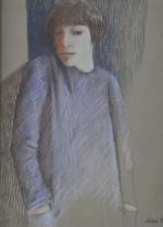 RICHES, Lizzie (née en 1950). Portrait de jeune fille. Pastel...