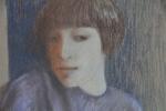 RICHES, Lizzie (née en 1950). Portrait de jeune fille. Pastel...