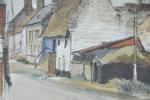DUAIX Fernand. "Maisons dans la Somme", aquarelle signée en bas...