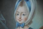 ECOLE FRANCAISE 18ème siècle. "Portrait de jeune femme à la...
