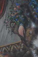 VIGUIER, Urbain Jean (1803-1877). Portrait de jeune fille au chien...
