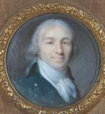 AUGUSTIN Jean-Baptiste (1759-1832). "Portait d'homme", miniature circulaire sur ivoire, signée...