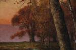 SCHULZ, Adrien (1851-1931). 
Paysage au crépuscule. 
Huile sur toile, signée...