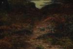 SCHULZ, Adrien (1851-1931). 
Paysage au crépuscule. 
Huile sur toile, signée...