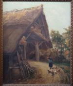 LECUIT-MONROY Paul (1858-?). "Basse cour", huile sur toile signée en...