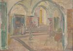 LELLOUCHE, Jules (1903-1963). Intérieur de mosquée. Huile sur toile signée...