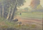 MOROT (19ème siècle). Paysages de campagne. Paire d'huiles sur toile...
