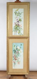 ECOLE FRANCAISE vers 1900. Bouquets floraux. Paire d'aquarelles sur papier....