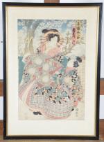 JAPON vers 1900 - Trois estampes. H : 32 x...